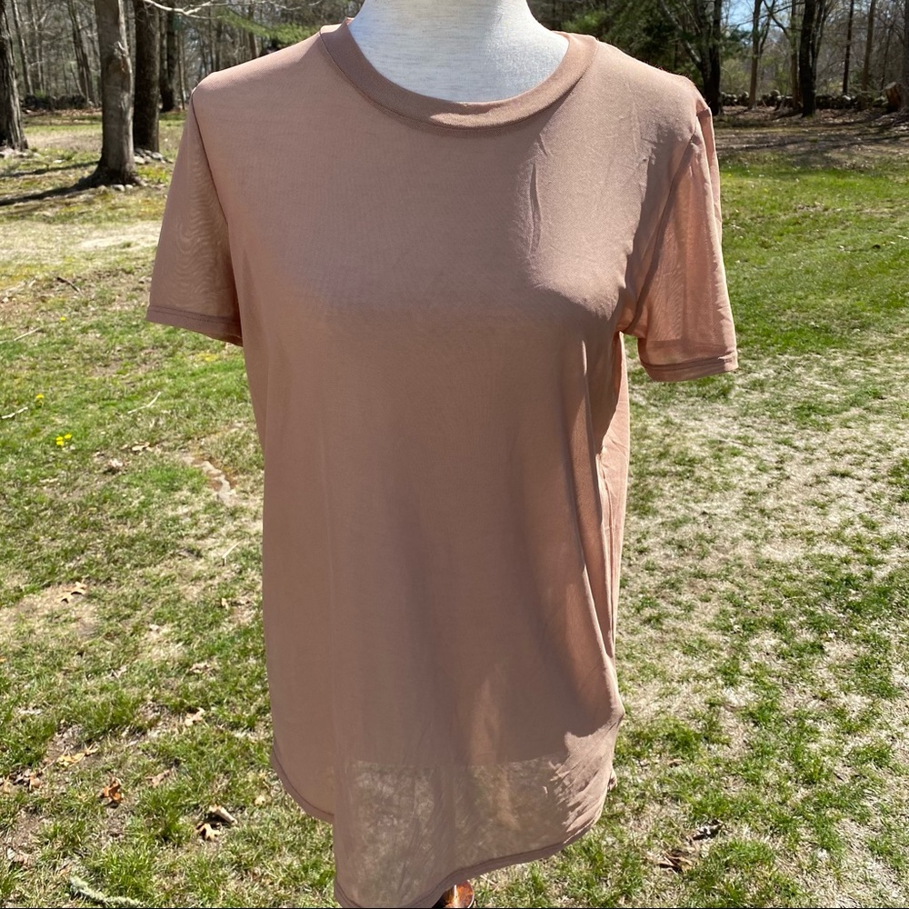 STREETWEAR SOCIETY TOP SHORT SLEEVE TAN SHEER MESH Size S
